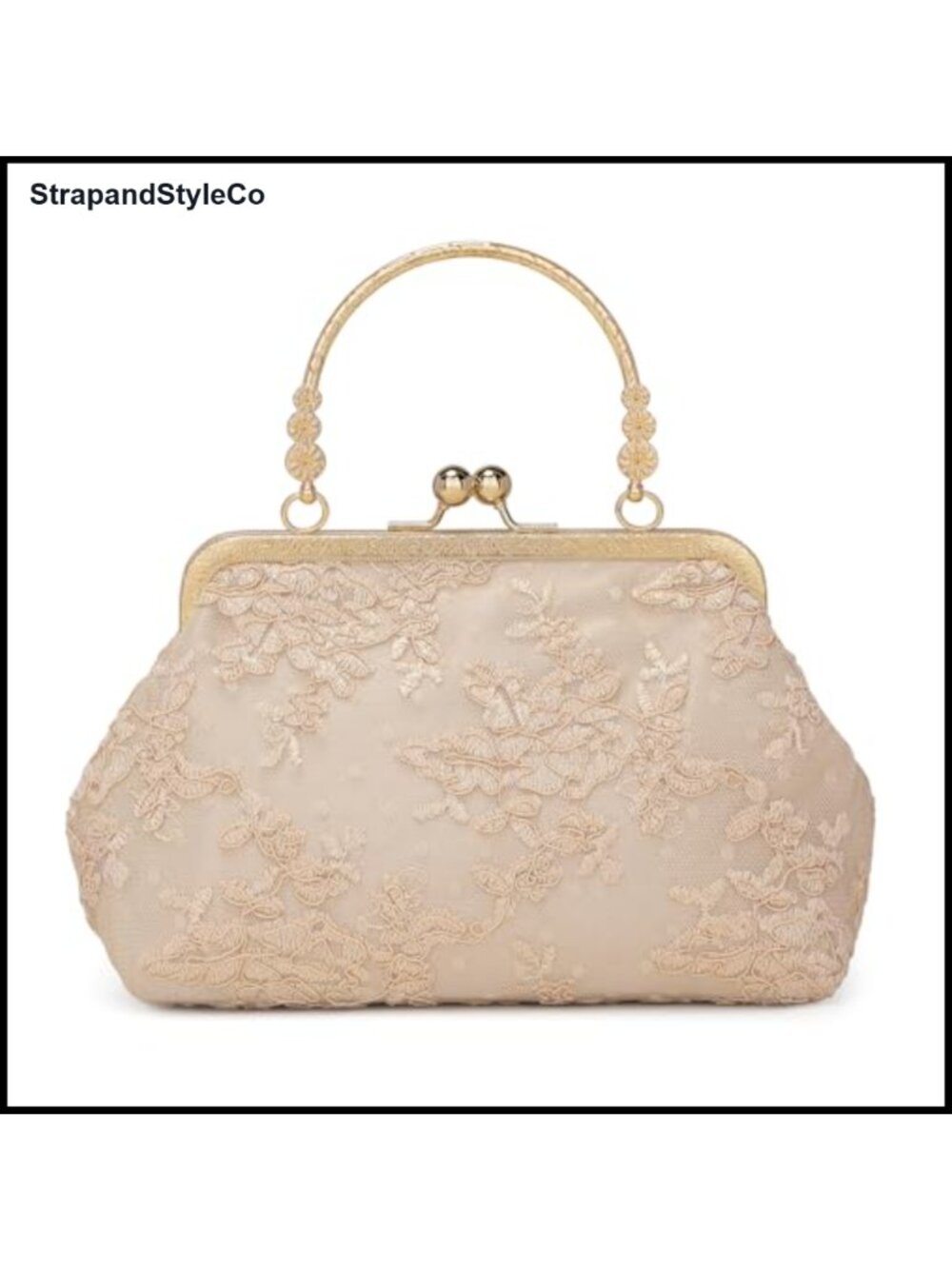 Vintage Lace Floral Clutch Evening Bag with Detachable Chain